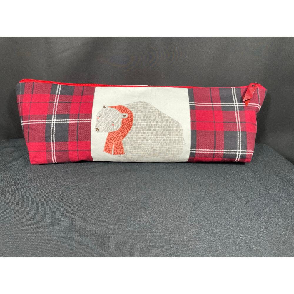 Handmade Christmas Plaid Satchel, Polar Bear and Moose, Holiday Bag Clutch Purse